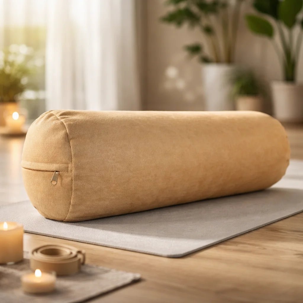 Detalle textura lino afelpado crudo sin teñir bolster yoga tacto cálido – comprar Chile