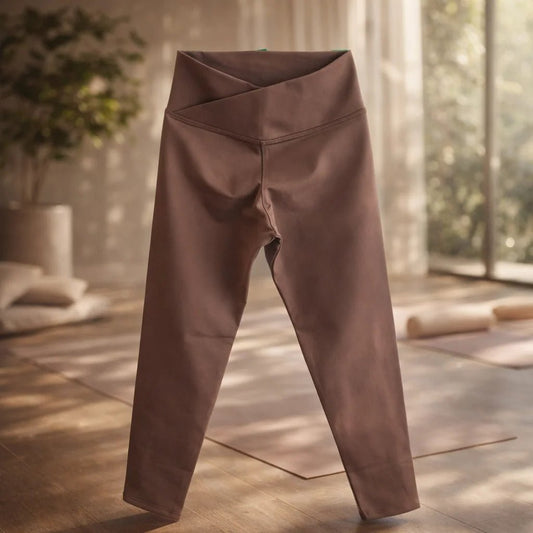 Legging deportivo mujer cintura alta color marrón – yoga y gym Chile