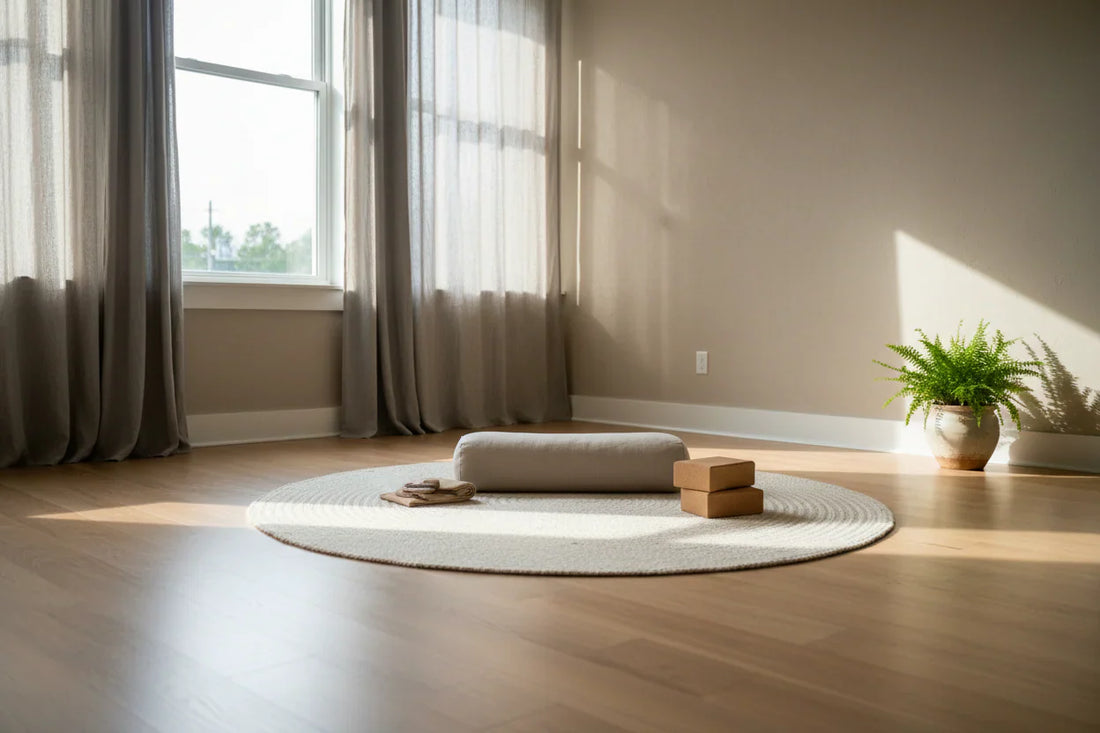 Espacio tranquilo de yoga para practicar posturas que alivian el dolor de espalda