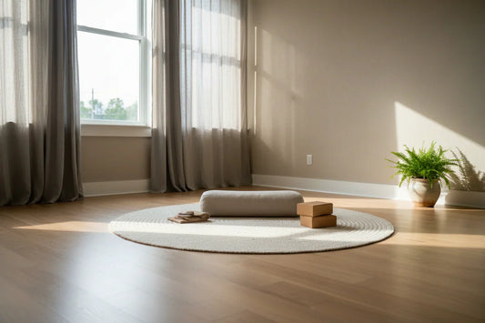 Espacio tranquilo de yoga para practicar posturas que alivian el dolor de espalda