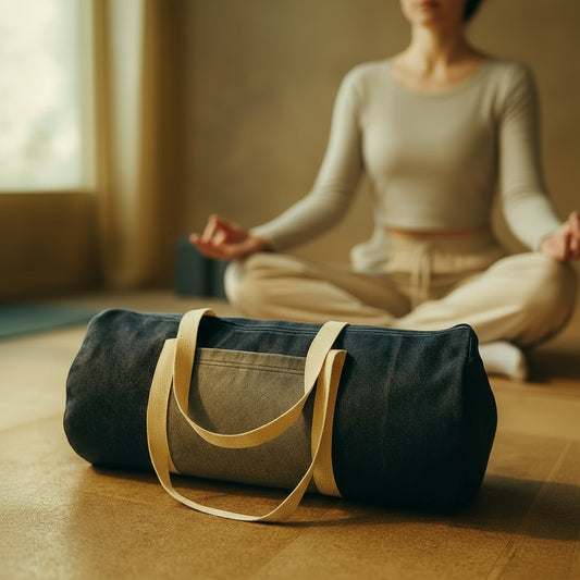 Bolso Porta Mat de Tela Mezclilla con Correa de Algodón y Bolsillo Exterior - Portalyoga