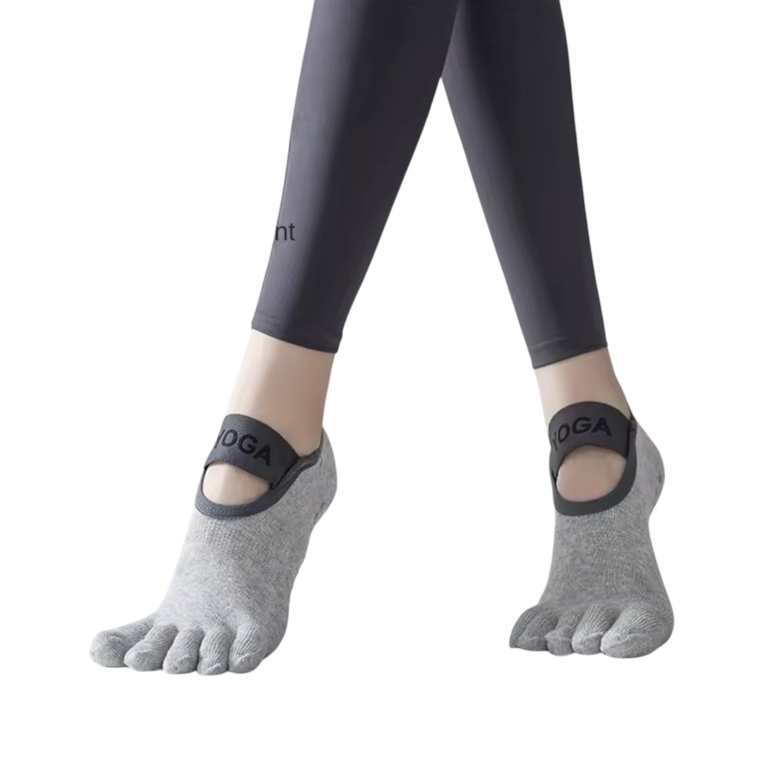 Calcetín con dedos yoga antideslizantes profesionales Gris - Portalyoga
