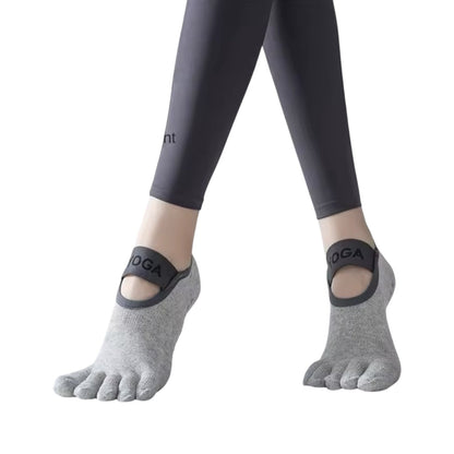 Calcetín con dedos yoga antideslizantes profesionales Gris - Portalyoga