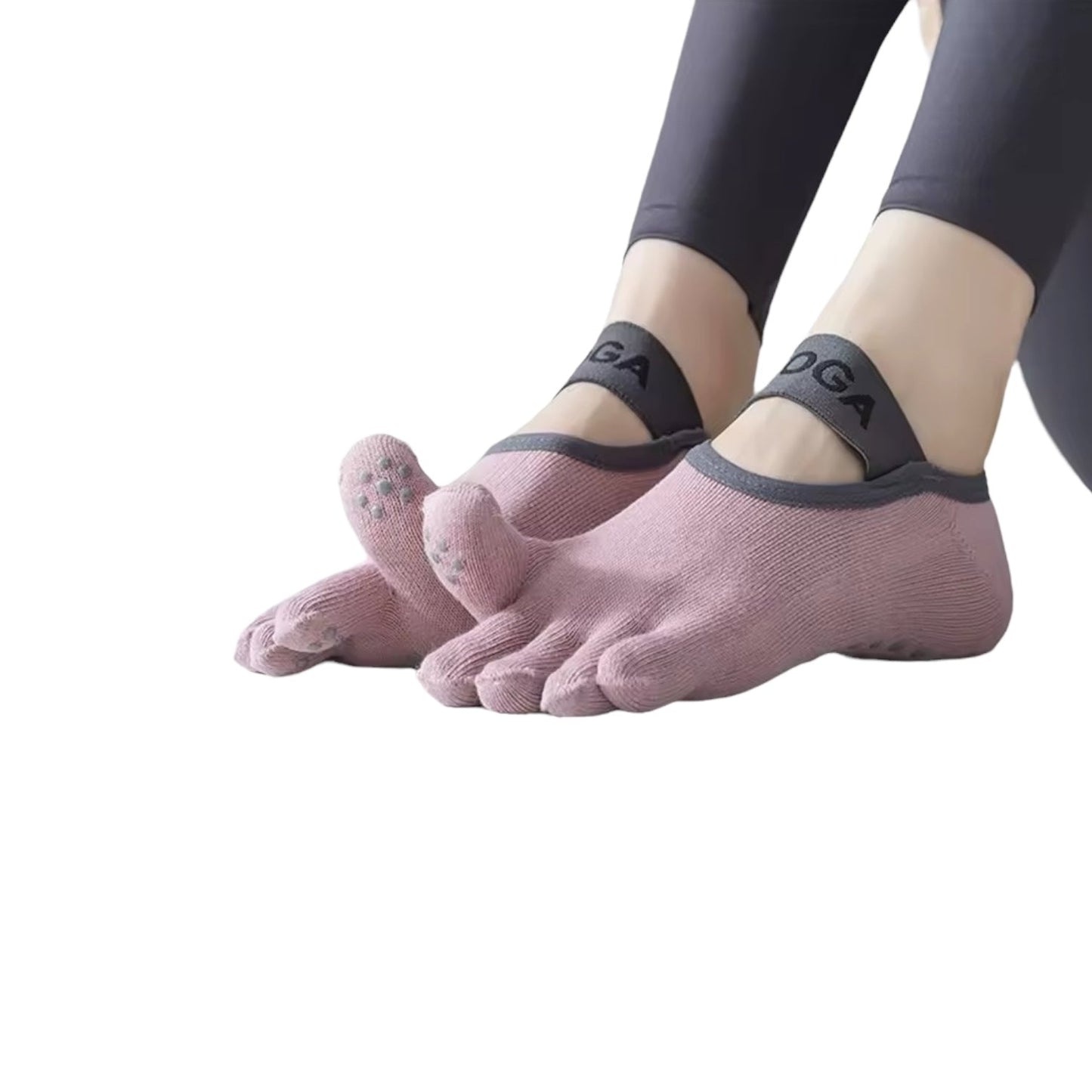 Calcetín con dedos yoga antideslizantes profesionales Rosado - Portalyoga