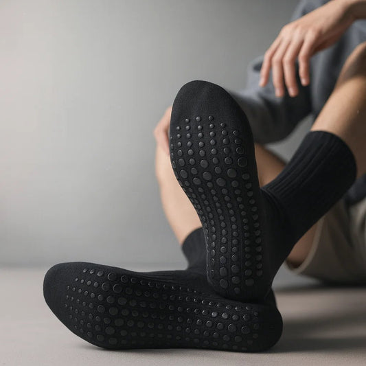 Calcetines yoga hombre antideslizantes negro algodón poliéster nylon calce anatómico – Portalyoga Chile