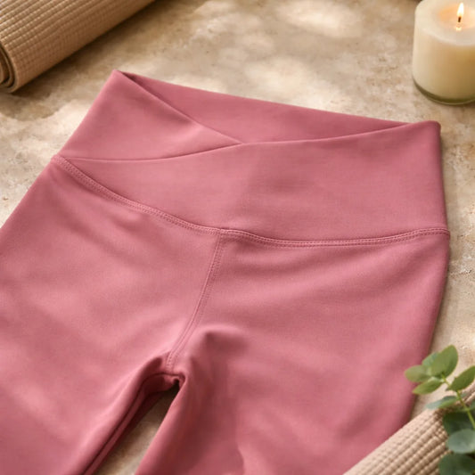 Legging deportivo mujer cintura alta color rosa – ropa deportiva Chile - vista frontal