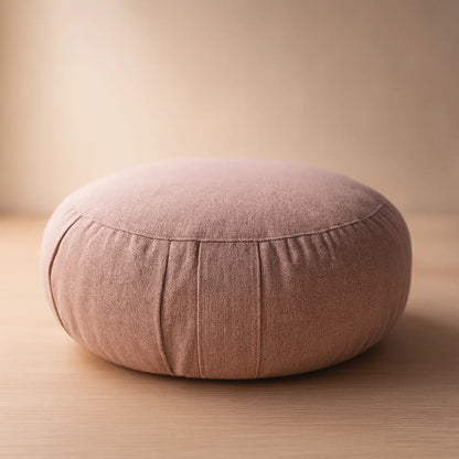 Almohadón de meditación zafu yoga rosado, soporte firme para alineación de columna en loto.