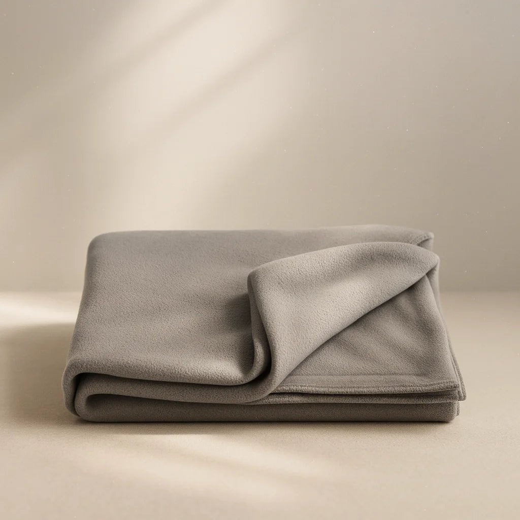 Manta de yoga Savasana gris extra grande 220x150 cm profesional.