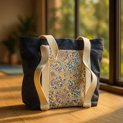 Funda para mat de yoga de algodón resistente con bolsillo y correa.