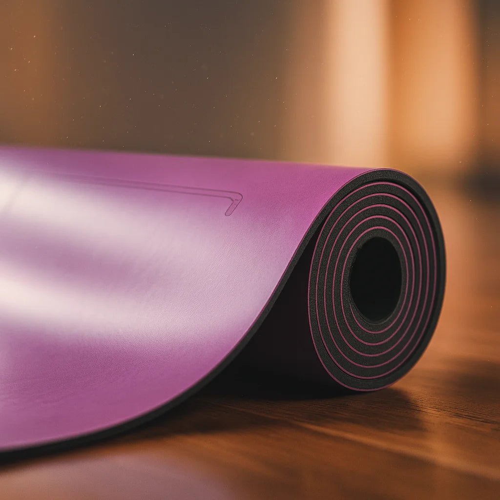 Mat de yoga profesional PU y caucho natural negro antideslizante.