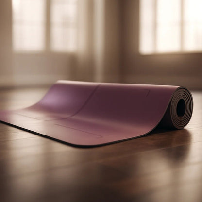 Mat de yoga profesional gris acero de PU y caucho natural Portalyoga, superficie de agarre extremo y base antideslizante de alta densidad.