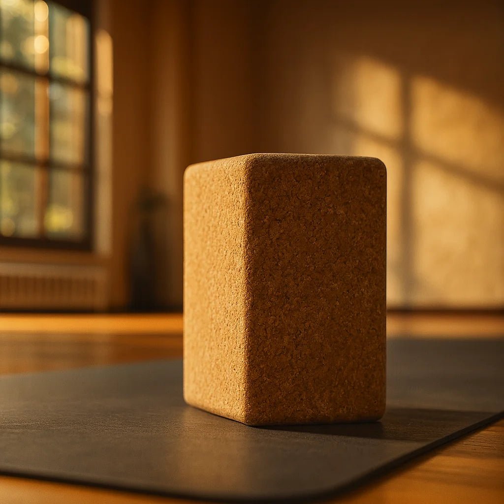 Bloque de soporte para yoga de corcho 100% natural biodegradable.