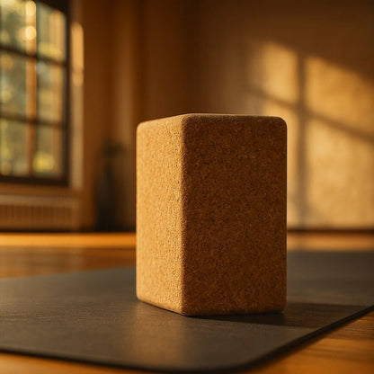 Bloque de soporte para yoga de corcho 100% natural biodegradable.
