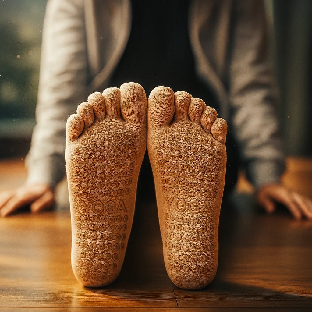 Calcetines Antideslizantes de Yoga y Pilates Mujer Beige - Portalyoga