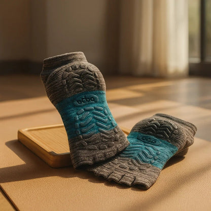 Calcetines de Yoga Hombre Sin Dedos Antideslizantes | Tobillo Bajo Gris - Portalyoga