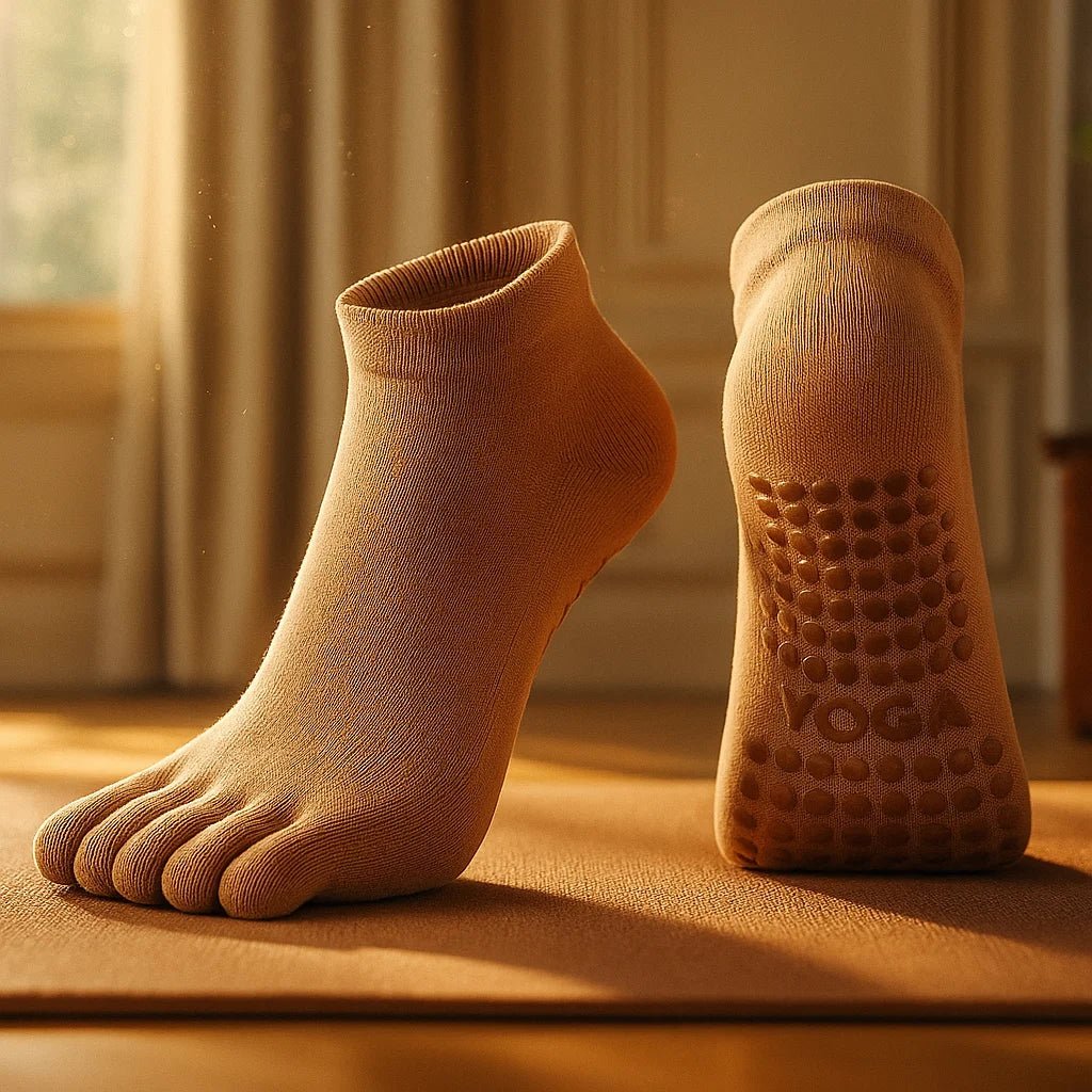 Calcetines Antideslizantes de Yoga y Pilates Mujer Beige - Portalyoga