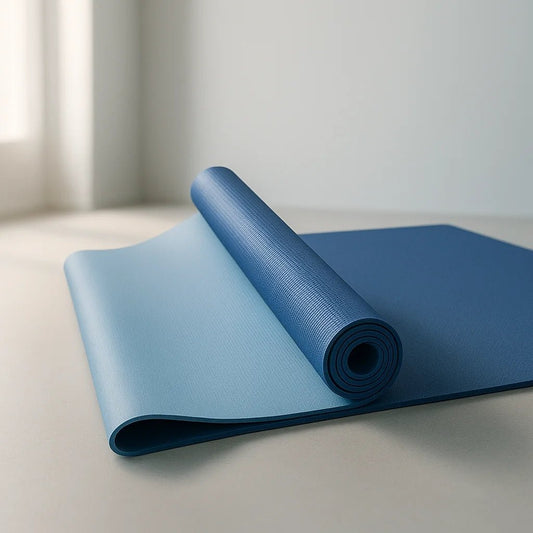 Esterilla de Yoga de PVC - Ligero y Práctico para Iniciarse en la Práctica Azul Bicolor - Portalyoga