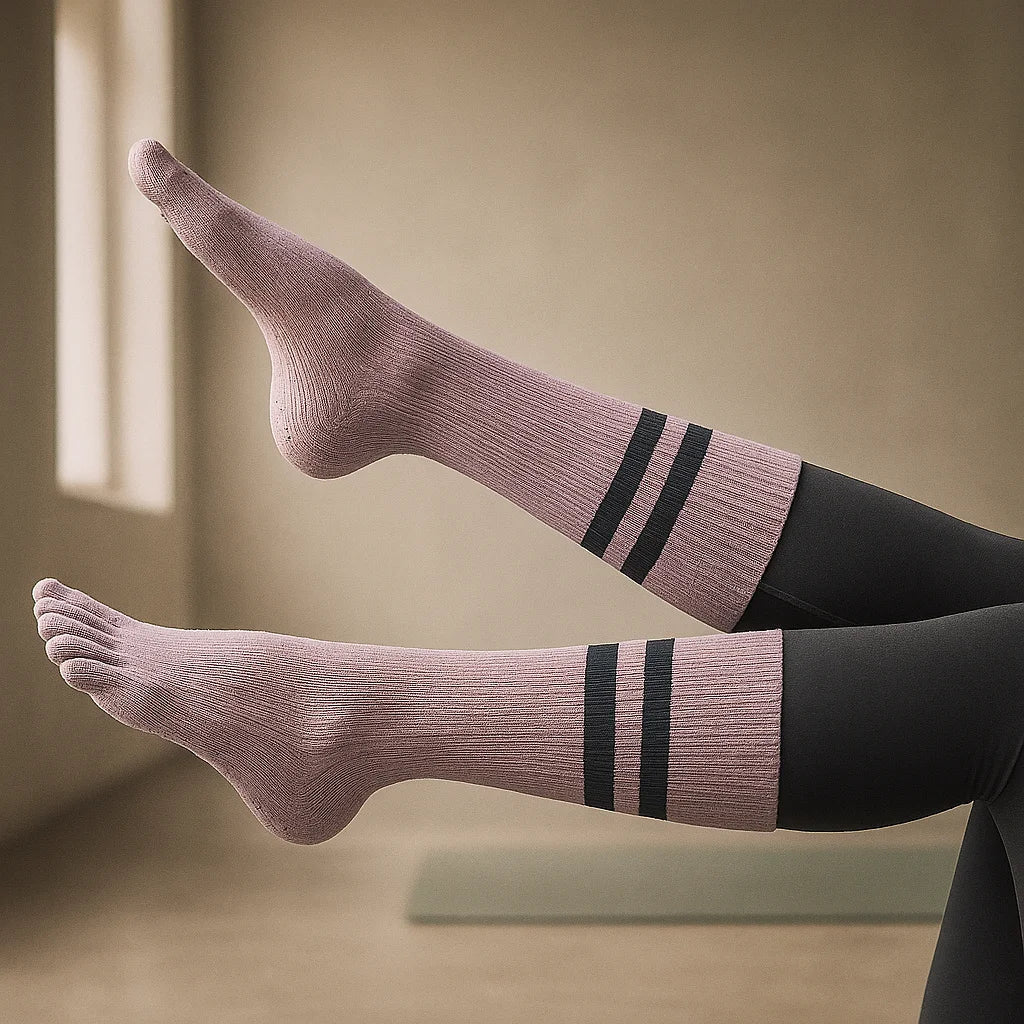 Calcetines antideslizantes mujer 5 dedos – Yoga, gimnasio y danza, suela con grip - Portalyoga