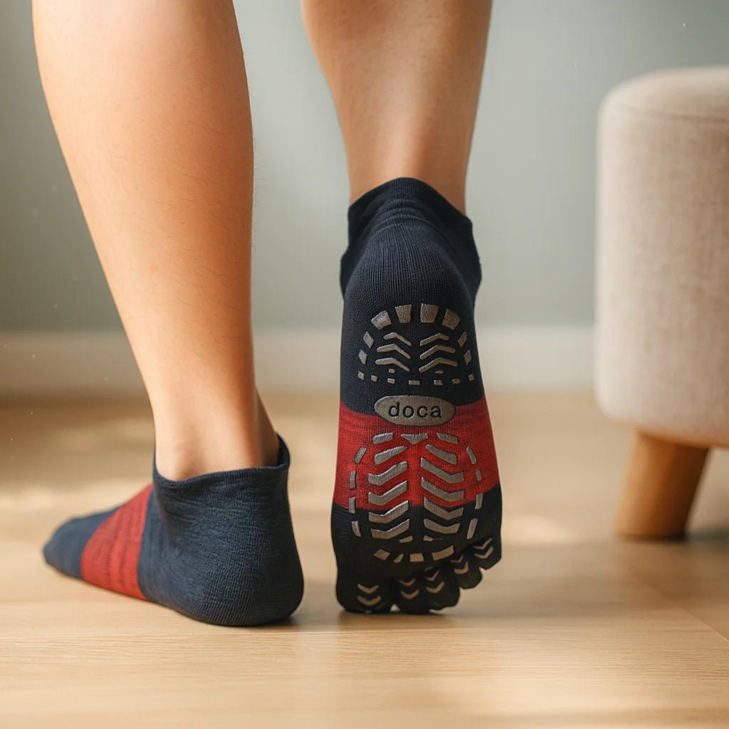 Calcetines de Yoga Hombre 5 Dedos Antideslizantes | Tobillo Bajo Azul - Portalyoga