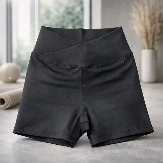 Short Deportivo Mujer Cintura Alta Cruzada Negro - Portalyoga