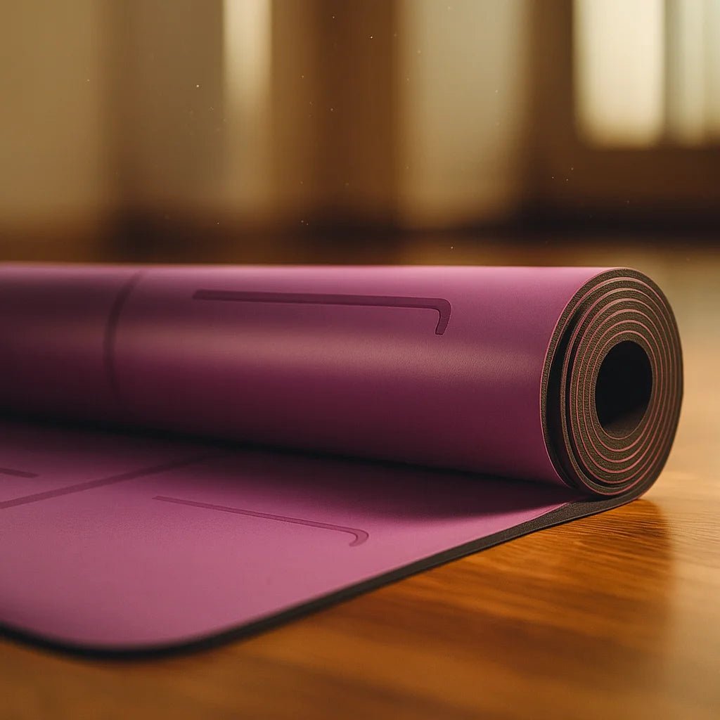 Mat Pu Caucho Natural Lila con Lineas - Portalyoga