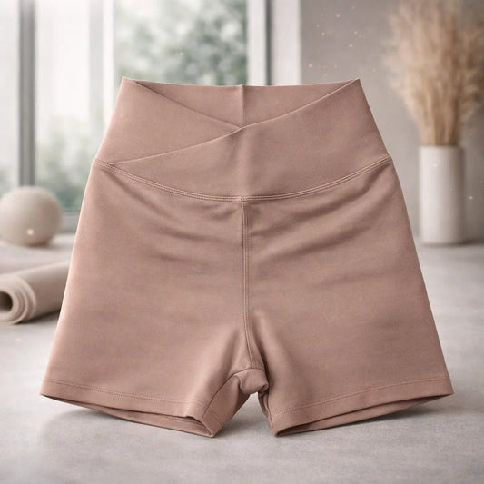 Short Deportivo Mujer Cintura Alta Cruzada Cocoa - Portalyoga