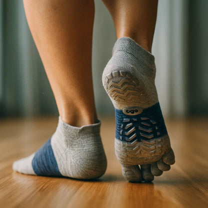 Calcetines de Yoga Hombre 5 Dedos Antideslizantes | Tobillo Bajo Gris - Portalyoga