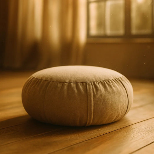Zafu yoga meditacion beige corcho granulado 38x13 cm lino pulla – Portalyoga Chile