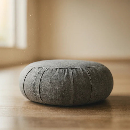 Zafu yoga meditacion negro corcho granulado 38x13 cm lino pulla – Portalyoga Chile
