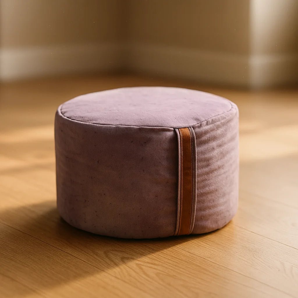 Zafu de meditación alto color violeta betarraga ecosostenible para yoga.